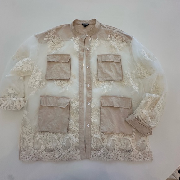 Beulah Jackets & Blazers - Beulah sheer lace shacket